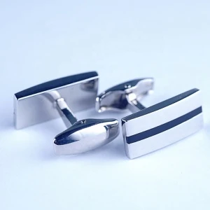 fashionable black hard resin enamel cufflinks/ high quality classic men&#39;s cuff link and tie clip set accessories in silver