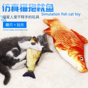 Fast delivery cute fish-shaped anti-bite plush fish catnip pet chewy cat toy, 3D printing technology does not fade