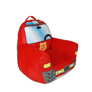 Fire Engines Police Car soft Plush Armchair comfortable sitting Washable Printed children mini sofa for boys