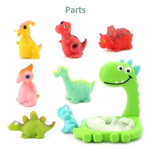 Fishing Led Rubber Animal Dinosaur Toy Set Spray Water Baby Light Up Toy for Kids