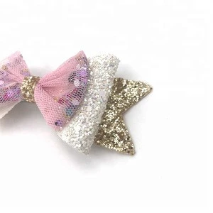 Flexible Glitter Forked Tail Bow Hair Clip Wholesale