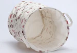Foldable Round Cute Line Canvas Towel Clothes Organizer Storage Basket Hamper Tote Bag