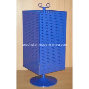 Four Sides Universal Steel Pegboard Rack Counter Revolving Display (PHY106)