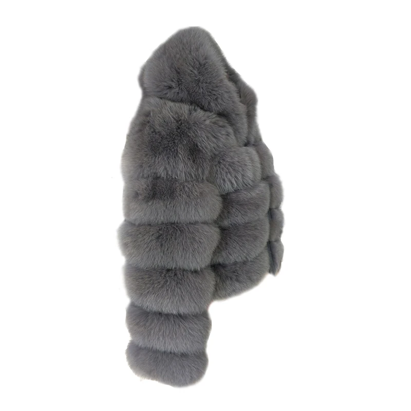 Fox  Fur Coat With Hood In Winter Luxury Fur Jacket Women High Quality Soft