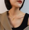 France Fashion Imitation Pearl Fish Tail Pendant Necklace Titanium Steel 18k Gold Plated Clavicle Necklace