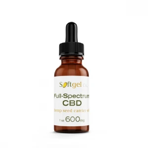 Full Spectrum Extract quality 600mg  CBD 1 ounce Tincture bottle Carrier oil is Hemp Seed