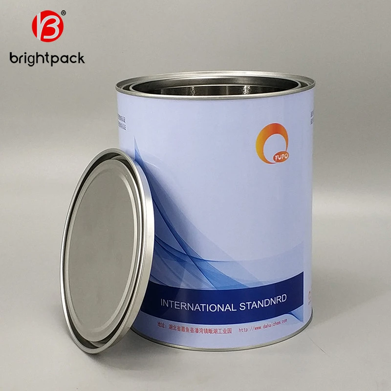 gallon metal round solvent tinplate small plain silver print lever lid paint tins can, printing water based paint container
