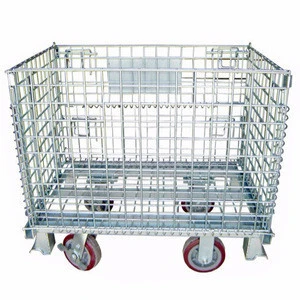 Galvanized Customized Stainless Steel Wire Mesh Storage Cage With Wheels