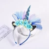 Girls Hair Accessory Flower Leather Unciron Hairband For Kids
