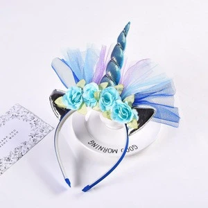 Girls Hair Accessory Flower Leather Unciron Hairband For Kids