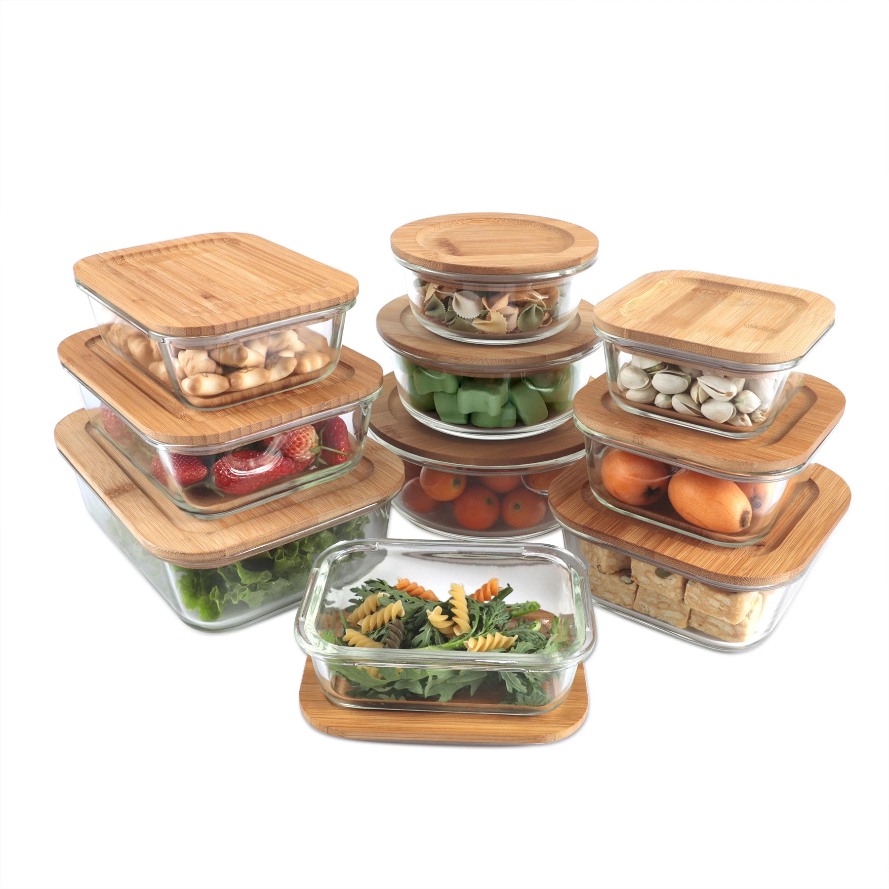 glass food container set 3 layer lunch box