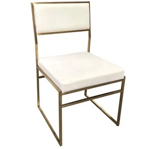 Gold stainless steel and white velvet hotel party chair