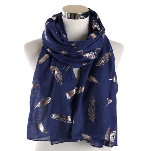 Golden Feather Pattern Spring Summer Shawl and Scarf New Styles Office Ladies Scarves