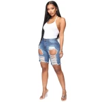guoxi oem customized woman jeans fashionable women casual  ripped short jeans skinny ladies denim shorts