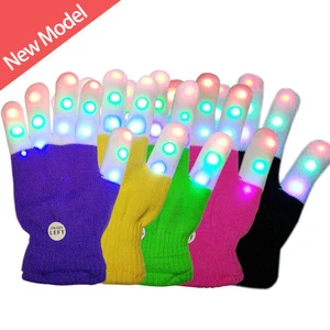 Halloween Christmas Led Gloves for Kids, 2 Pairs Kids Finger Light Up Flashing Gloves Party Costume Glow Toys for Boys and Girls