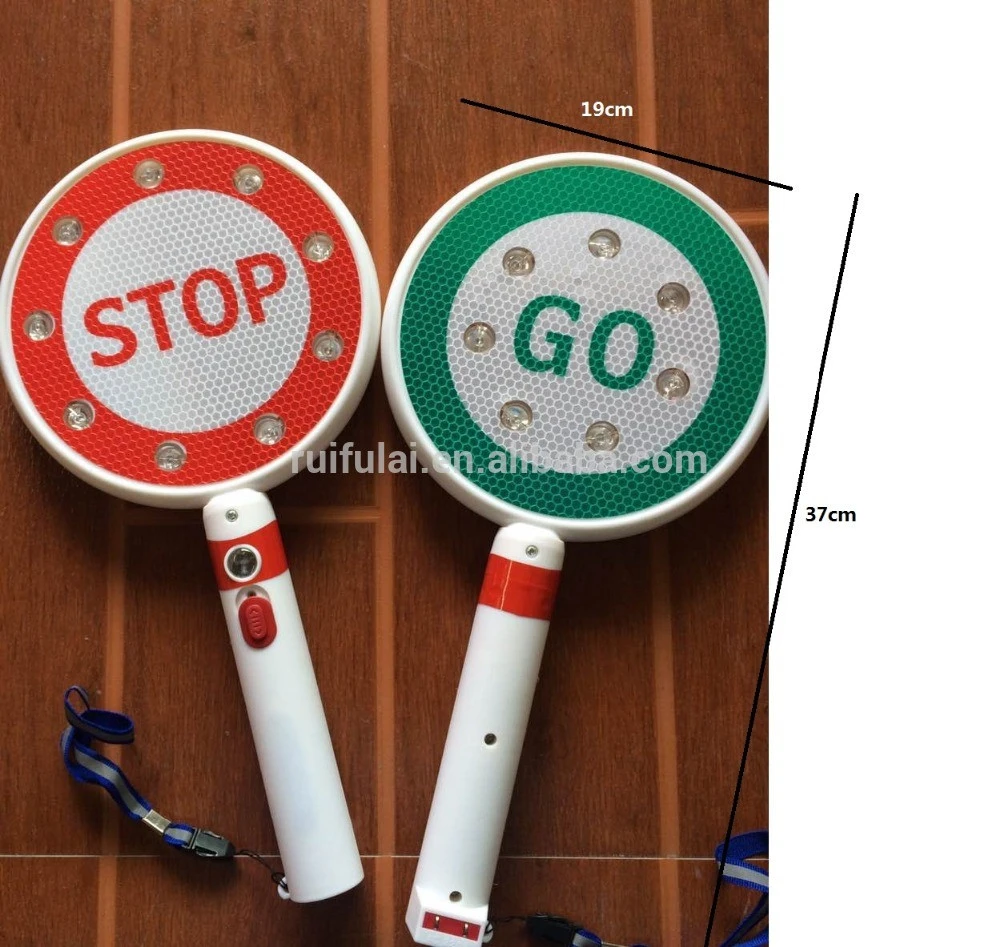 Hand held led electronic rechargeable police control stop sign go and stop traffic sign