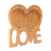 Heart shaped bamboo wooden dinner plate, bamboo food serving plate , bamboo pizza tray