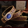 Heyco high quality python skin custom knit m leather belt