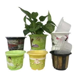 High-end printing pattern plastic pots containers for plants