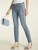 Import High fasion denim blue mid waist stretch women skinny jeans by high quality denim with hot fix stone  and emb from China