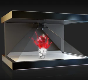 High Quality 32 Inch 3-sided Hologram Pyramid Display Showcase , Holographic 3D Advertising Equipment