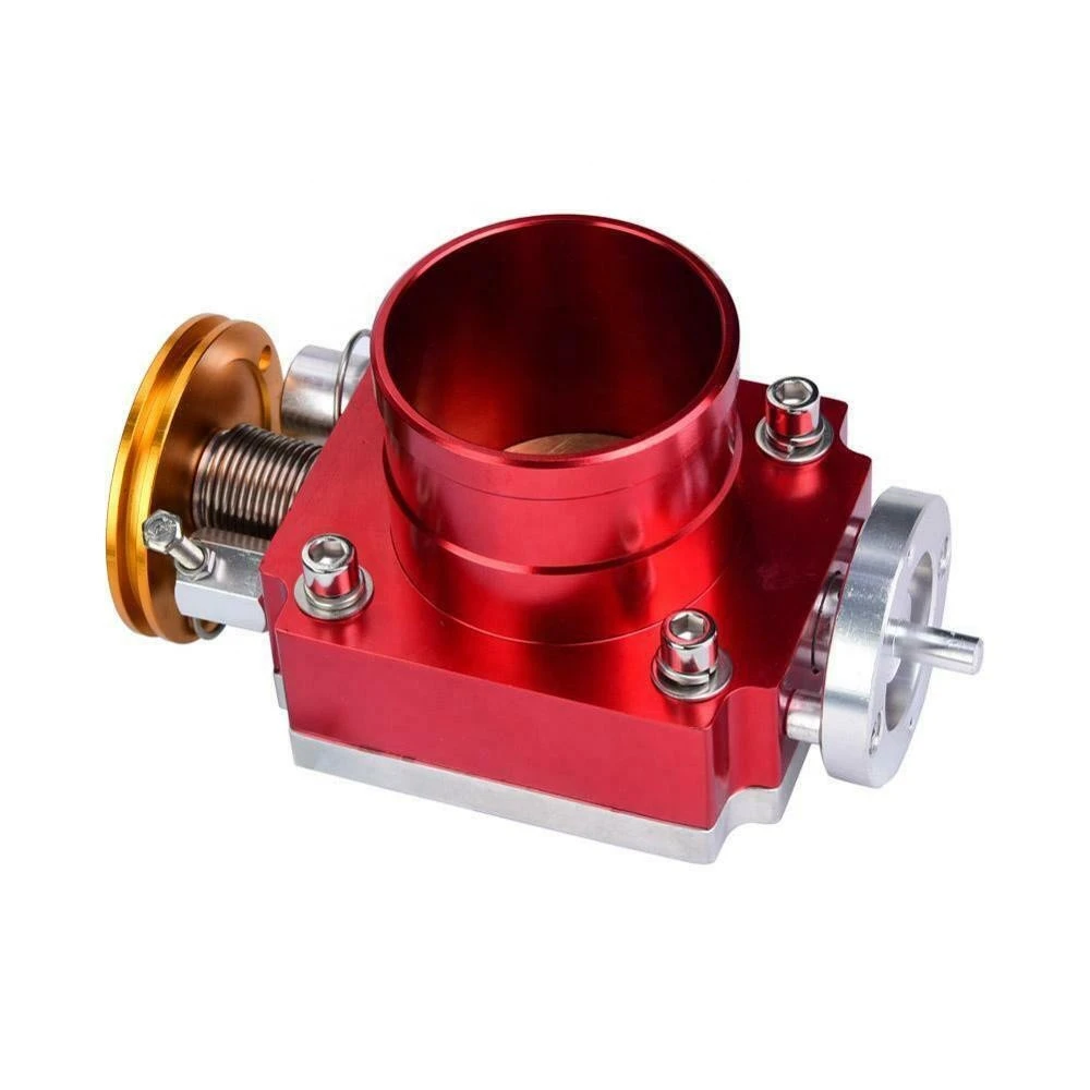 HIGH QUALITY 65MM CNC ALUMINUM UNIVERSAL HIGH FLOW INTAKE MANIFOLD  THROTTLE BODY RED