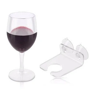 High Quality  Clear Acrylic  BathTub &amp; Shower Wine Glass Holder with Double Strong Suction Cups
