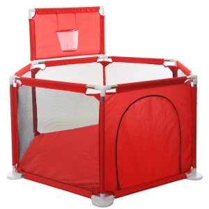 high quality Good Indoor and Outdoor portable folding baby playard, plastic baby game house  with basketball basket