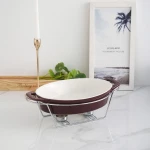High quality home goods decoration cake mould iron stand ceramic bakeware