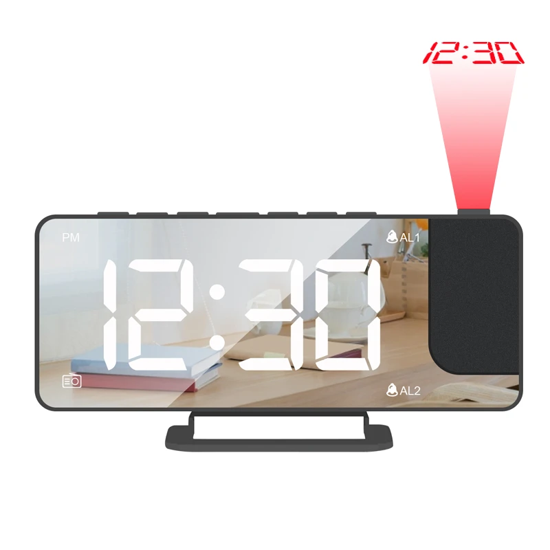 High Quality Led Multi-function Digital Snooze Display Time Table Alarm Mirror Clocks Led Mirror Clock