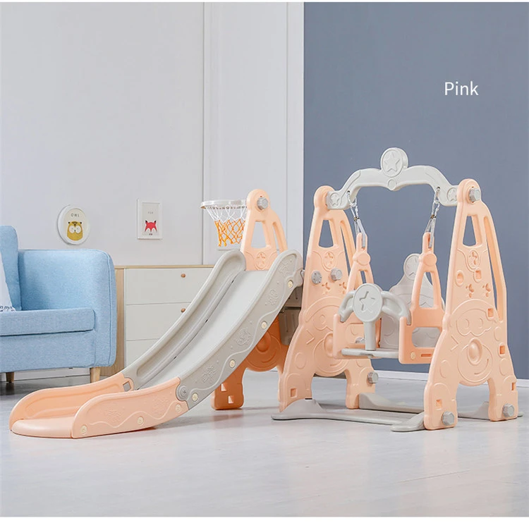 High quality safety multifunctional baby toys children music plastic slide swing set