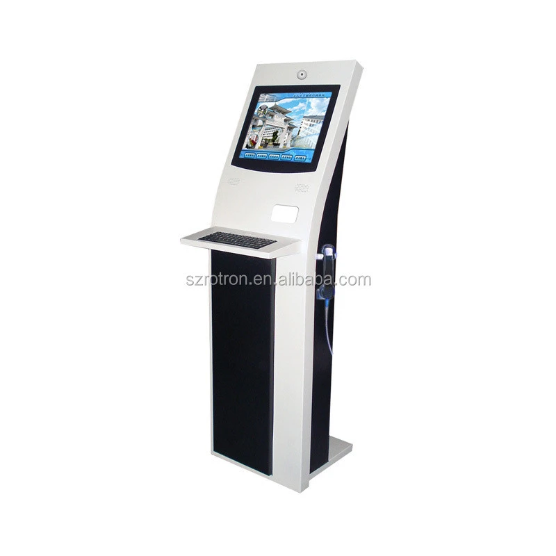 High Safety Self service Windows 8 free standing check in kiosk with Mental Keyboard