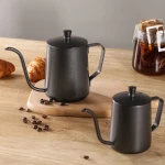 Hot Sale 350ml  Black Coating Gooseneck Pour Over Drip Pot 304 Stainless Steel Coffee Kettle