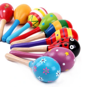 Hot-sale colorful musical instruments wooden mini music maraca toy maracas for children