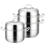 Hot sale high quality 304 material kitchen stainless steel steamer pot 2-layer food steamer cooking pot