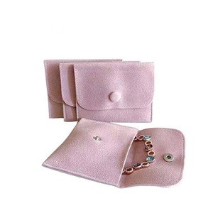 Hot sale mini pink envelope flap suede jewelry display gift pouch packaging bag
