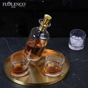 Hot Selling Creative Slant Wine Glass Table Home Decor Luxury Glass Wine Bottle &amp; Cup