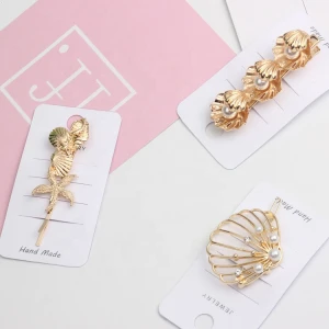 Hot Style Ocean Wind  Shell Pearl Hairpin Gold Silver  Conch Hairgrips Starfish Metal Hair Clip for Girl