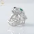 Import Iced Out Panther Ring, Green-eyed Panther Ring, Round Cut Labgrown Diamond Animal Inspire Ring, 14k White Gold Hiphop Ring from China