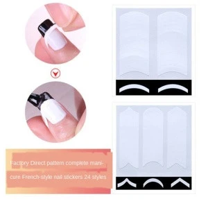 IMAGNAIL 24 Designs Classic White Nail Tips Stickers Nail Art Sticker French for Nail DIY French Tip Guides