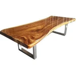 Industrial & vintage  iron metal legs dining table with acacia live edge wooden top