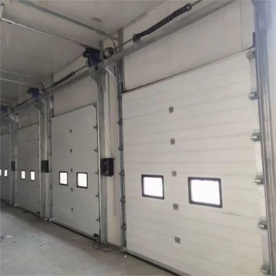 Industrial Automatic Motorized Electrical Steel Insulated PU Sectional Sliding up Overhead Lifting Rolling up Dock Garage Door for Warehouse Loading Area Bay