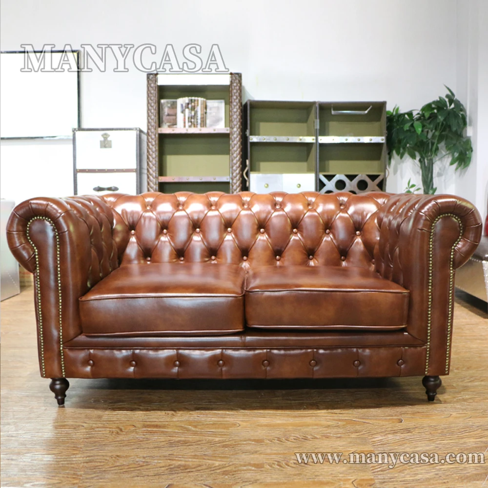 Italian Leather Sofa Set Living Room Furniture 3 Seater Luxury Wooden Sofa Set Chesterfield