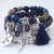Import JC crystal Women 4 layers beaded bracelet handmade hamsa hand pendant crystal wood natural beads bracelets from China