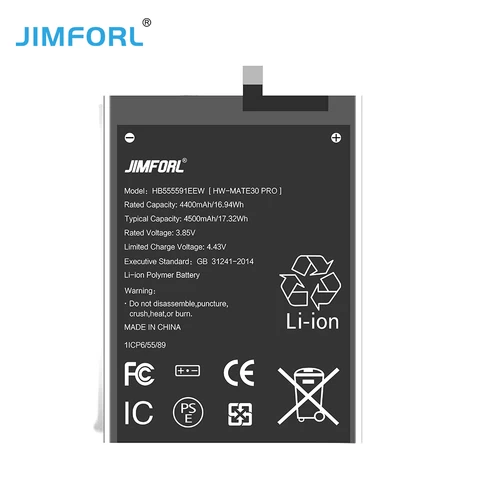 Jimforl replacement lithium shenzhen mobile phone battery for huawei mate 30 pro p10 lite p8 lite nova 3i original battery