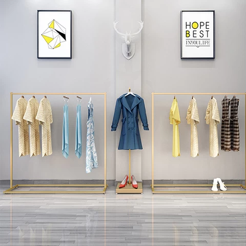 Kainice Retail Garment Store Interior Design Black Kids Clothing Rail Wall Mounted Men Clothes Display Racks