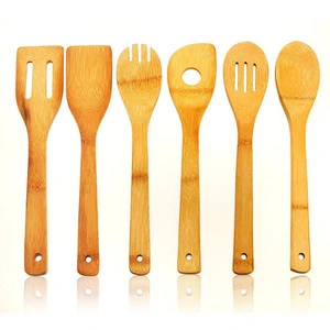 kitchen utensils long handle Natural Bamboo Shovel Leakage Spatula