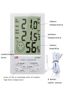Large led display digital thermometer  Thermometer Indoor/Outdoor Alarm Thermometer Hygrometer KT907