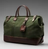 Leather canvas men carryall weekender duffel bag briefcase