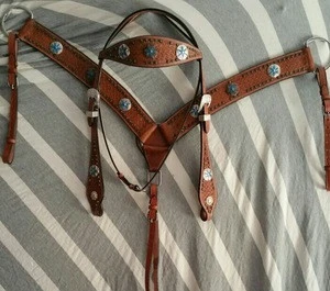 Leather headstall and breastcollar set Horse racing